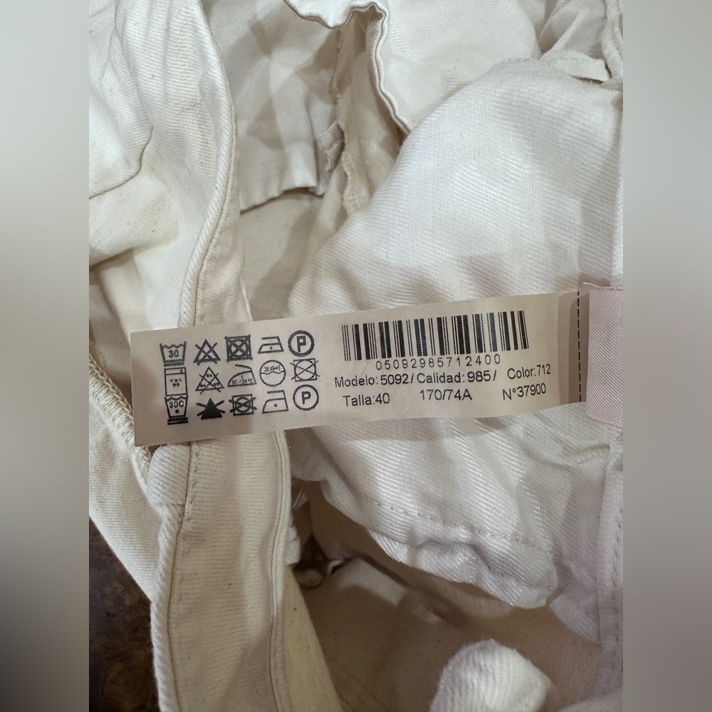 Massimo‎ Dutti Cream Crop Jeans Women’s 8 Stretch Straight Leg Pants Casual - Picture 9 of 10
